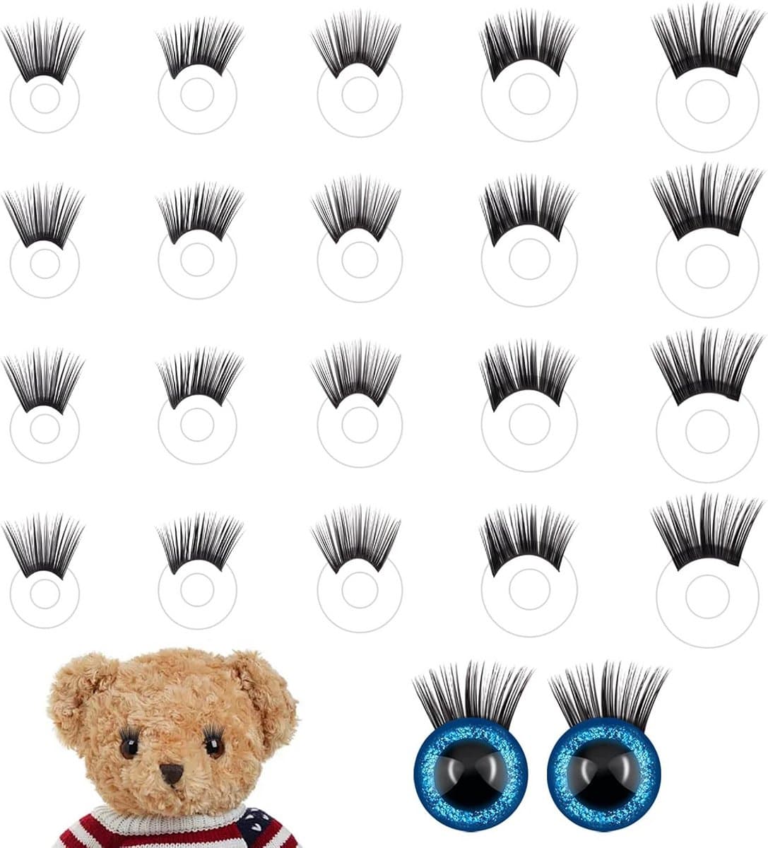 20x Veiligheidsogen met Wimpertjes voor Knuffels en Poppenmaken