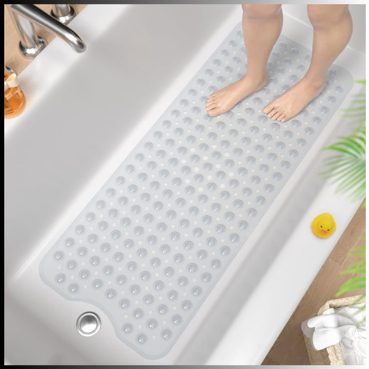 RONN® Badmat antislip voor in bad - Douchemat antislip voor douche - Badmat antislip - Transparant - ‎100cm x 40cm x 1cm