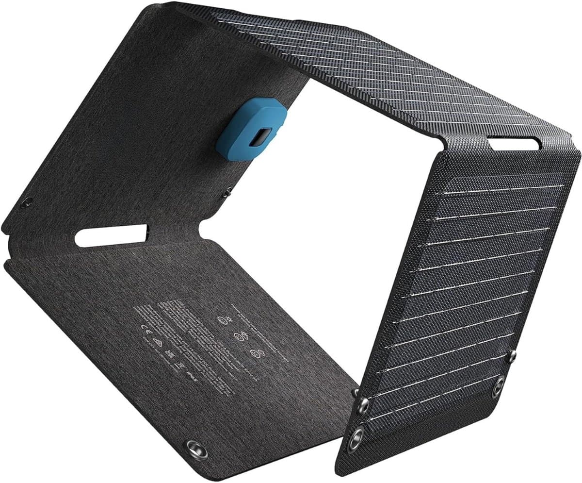 RONN® Zonnepaneel Opvouwbaar - Draagbare Zonnepaneel - Zonneoplader - met Standaard - Grijs - ‎23cm x 5cm x 28cm