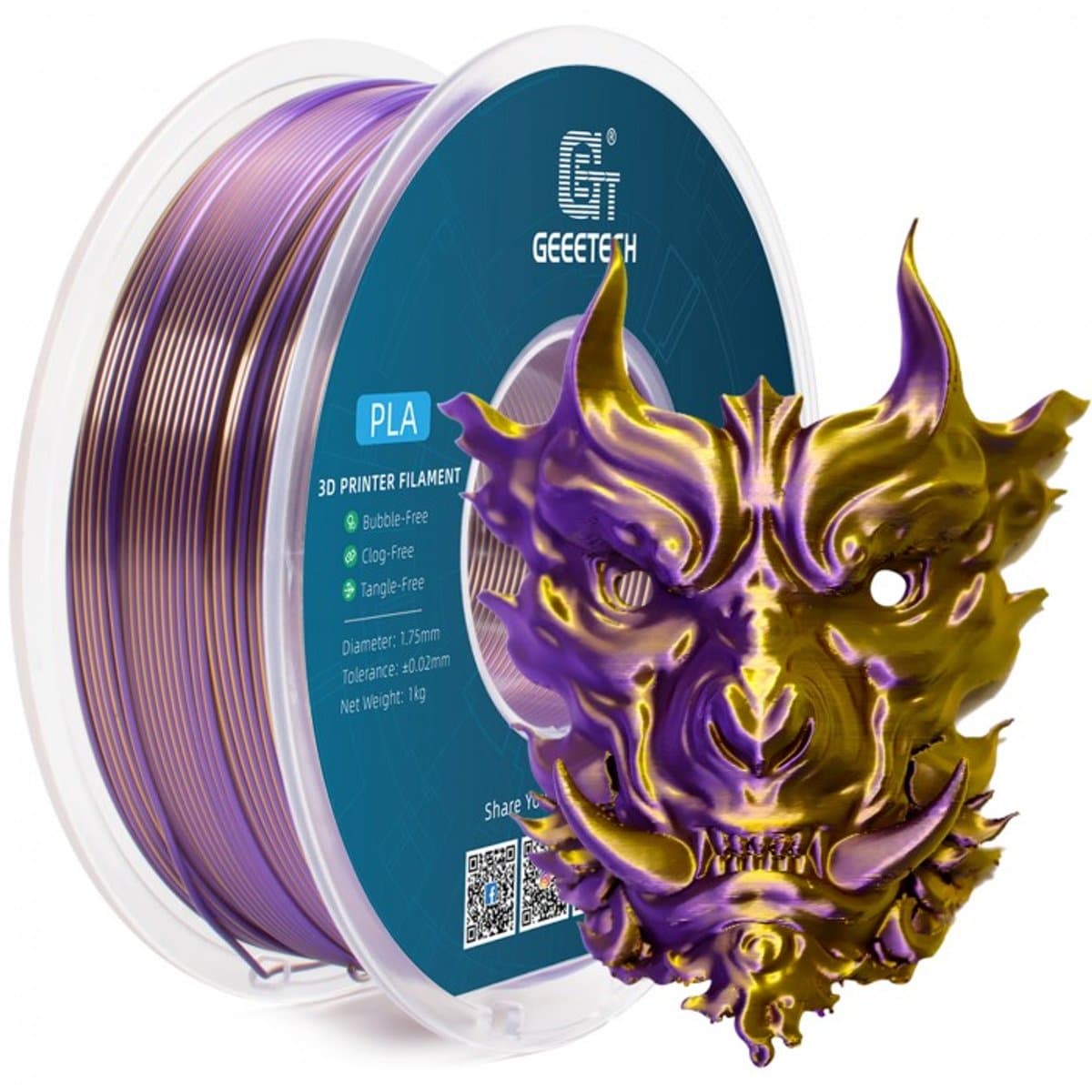 Geeetech - PLA Silk Dual Color Gold and Purple (1.75mm - 1kg)