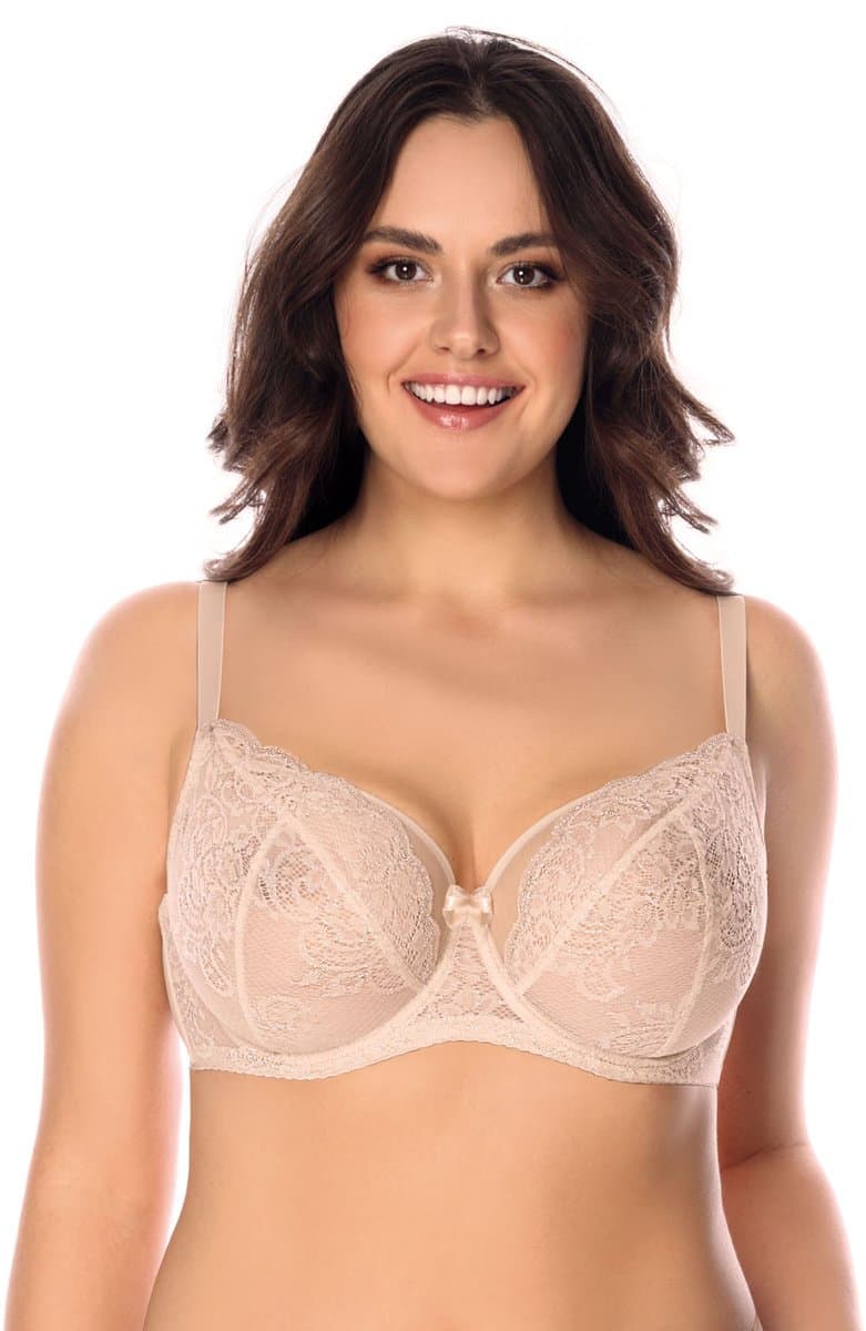 Vivisence damesbeha tule mesh kanten strikcups 1044, beige, 95e