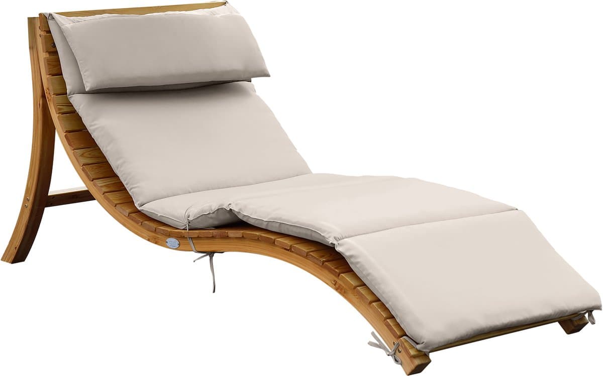 AXI Salina ligstoel met zonnescherm Beige - FSC houten frame - max. 200 kg