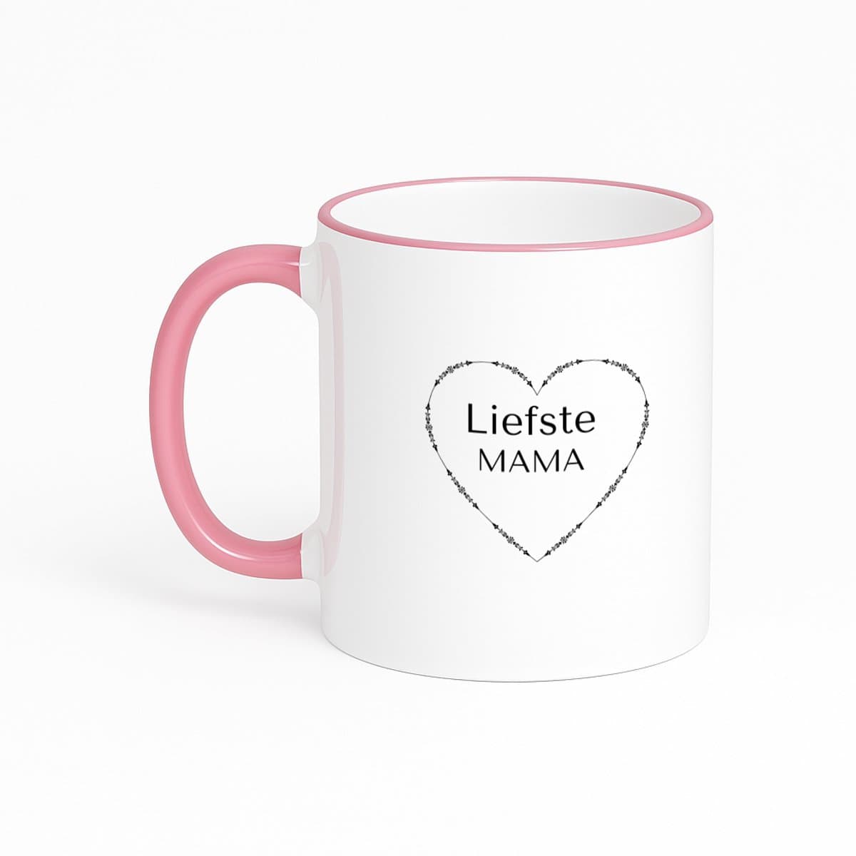 Hacebo® - liefste mama koffiebeker met gekleurde rand roze - Moeder - de liefste mama - thee mok - koffie beker - Moeder cadeautjes - moederdag - verjaardag - geschenk - kado - moeder artikelen - koffiemok - 330 ML