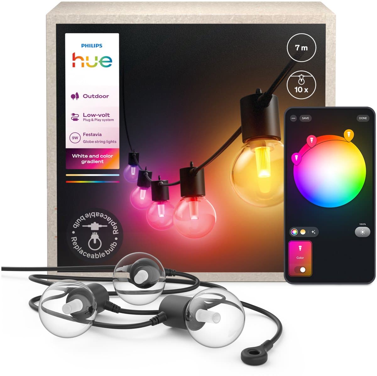 Philips Hue Festavia Globe Lichtsnoer - 7 meter - 10 lampen