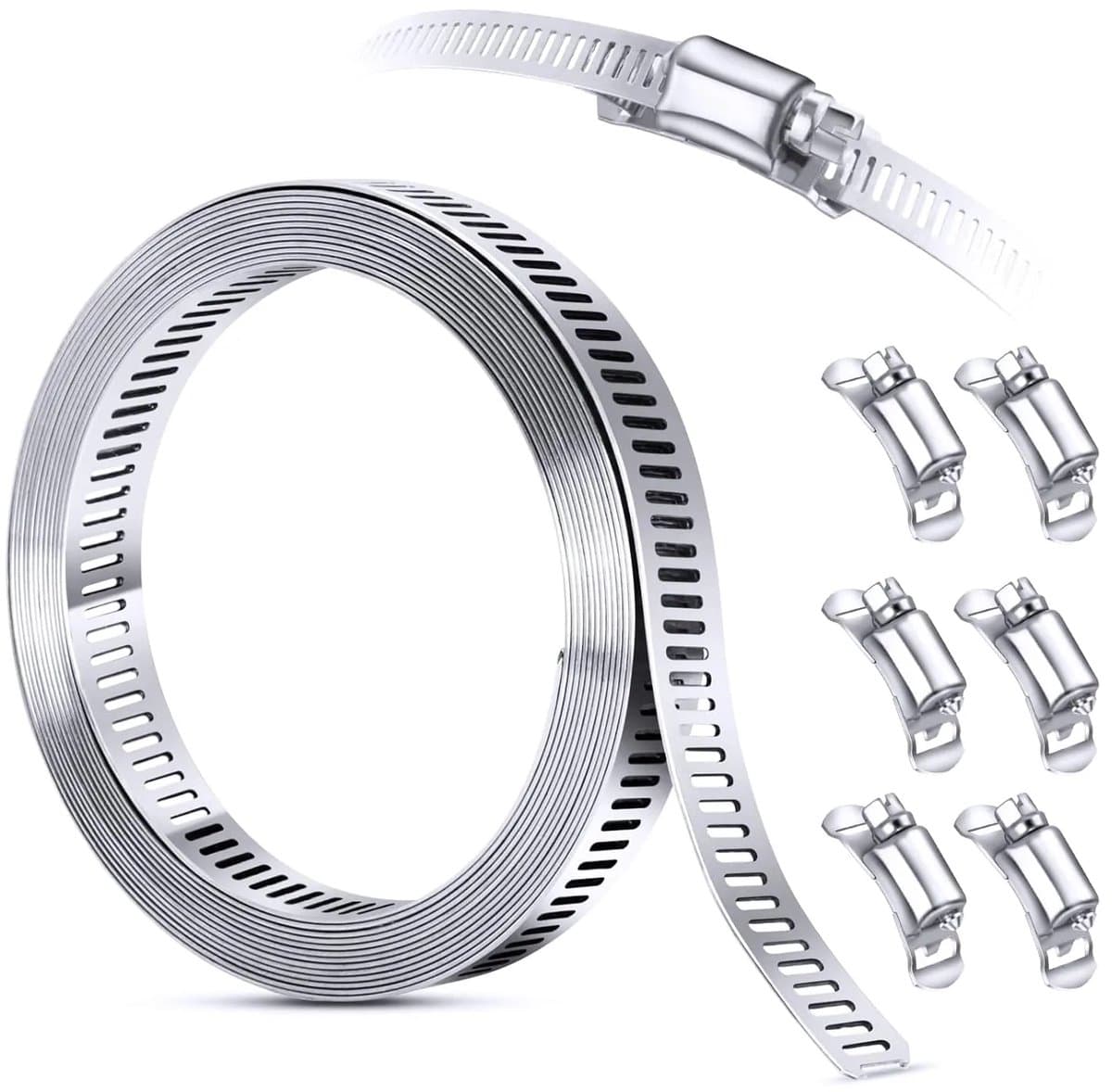 BukkitBow - Premium Slangklem - RVS - Verstelbaar - Diameter tot 350cm - Buisklem - Slangklemmen - Klusmateriaal - Zilver