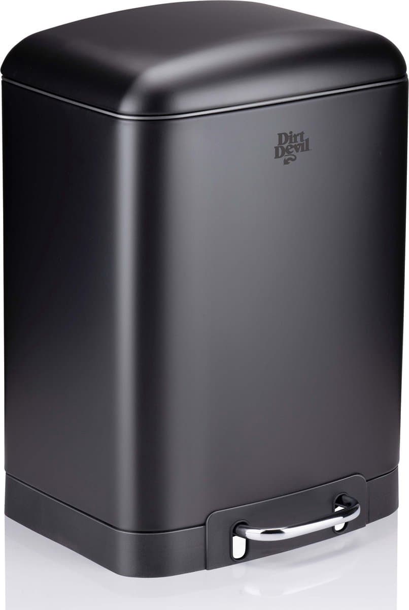 Dirt Devil Pedaalemmer 12 Liter - Prullenbak Badkamer - RVS - Zwart