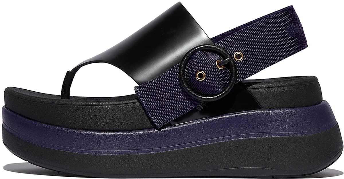 FitFlop Damen Sandalen F-Mode X Roksanda Leather/Webbing Sandals IY5 Black/Ink-39