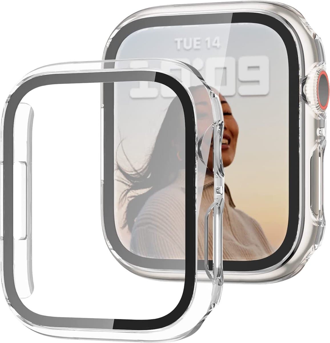 HB Glas Geschikt Apple Watch Series 4 (40mm) Screenprotector Transparant - Tempered Glass met Behuizing