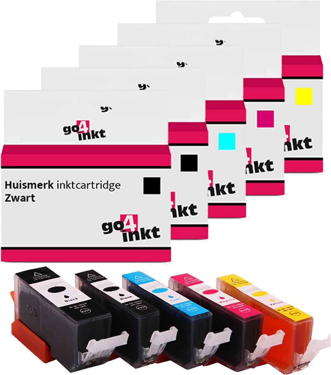 Compatible inkt cartridges Canon PGI-570XL, CLI-571XL bk/bk/c/m/y (5 st), inkt van Go4inkt