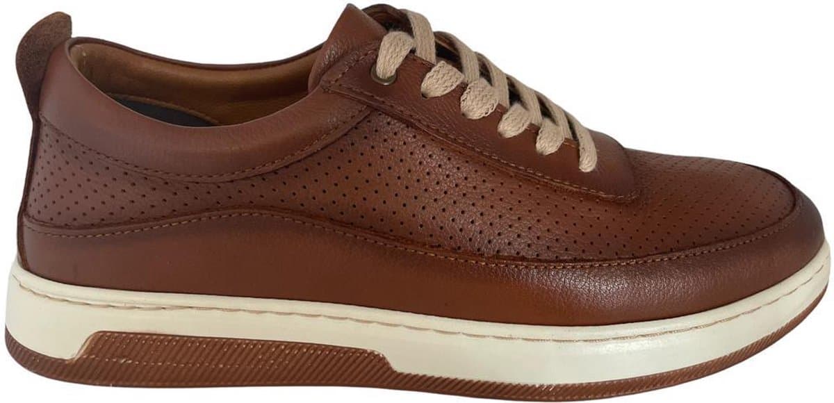 Sportschoenen- Heren Sneakers- Heren Schoenen 120- Leer- Bruin- Maat 40