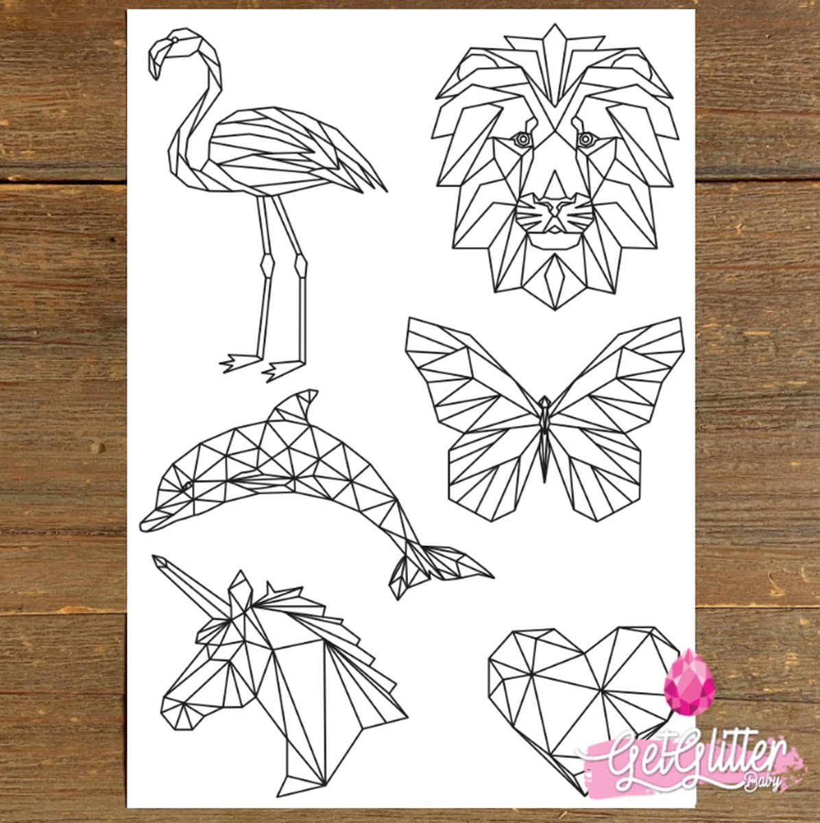 GetGlitterBaby® - Henna Plak Tattoos / Tijdelijke Tattoo / Nep Tatoeage / Fake Temporary Tattoo / Festival Tattoes / Temporary Face Body Glitter Tattoo Sticker - Unicorn