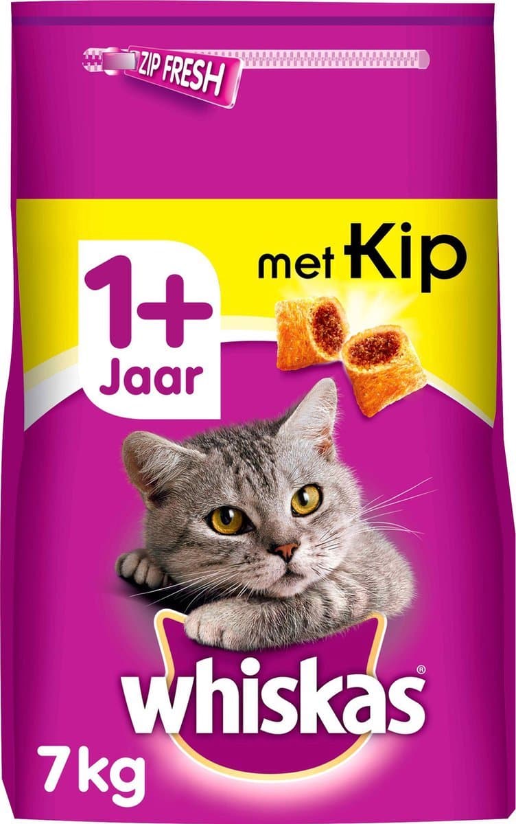 1x Whiskas 1+ Adult Katten Droogvoer - Kip - 7 kg