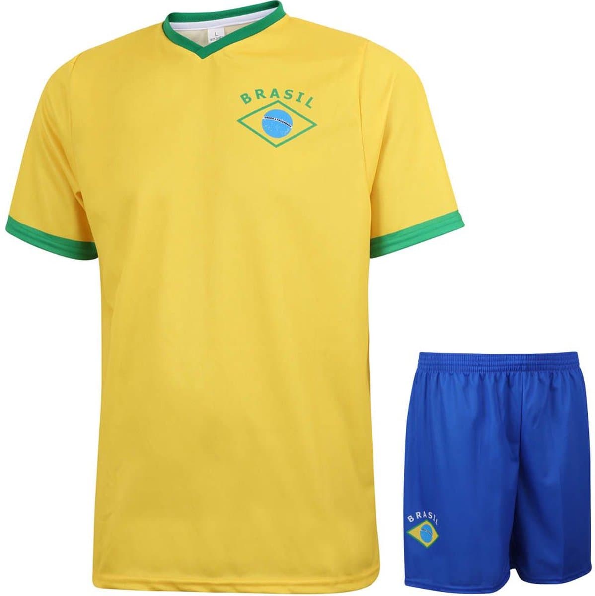 Brazilie Voetbaltenue - Voetbal Tenue Kinderen - Shirt en Broekje - Jongens en Meisjes - Volwassenen - Heren en Dames - Maat XL