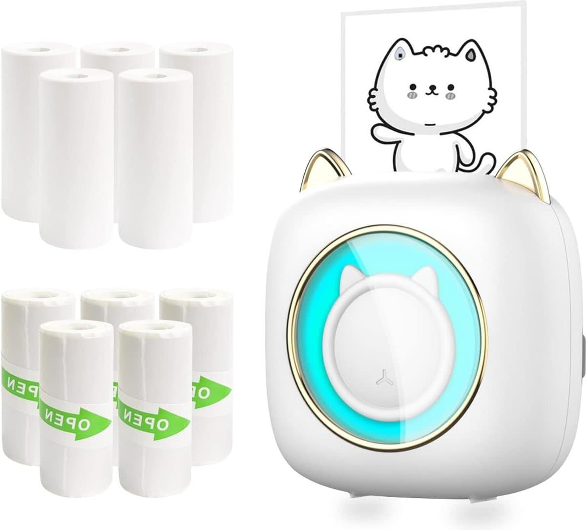 Mini Printer 10 Rolls Print Paper Portable Bluetooth Printer for iOS and Android Thermal Printer for Travel Lists Learning Notes Labels by Umelee