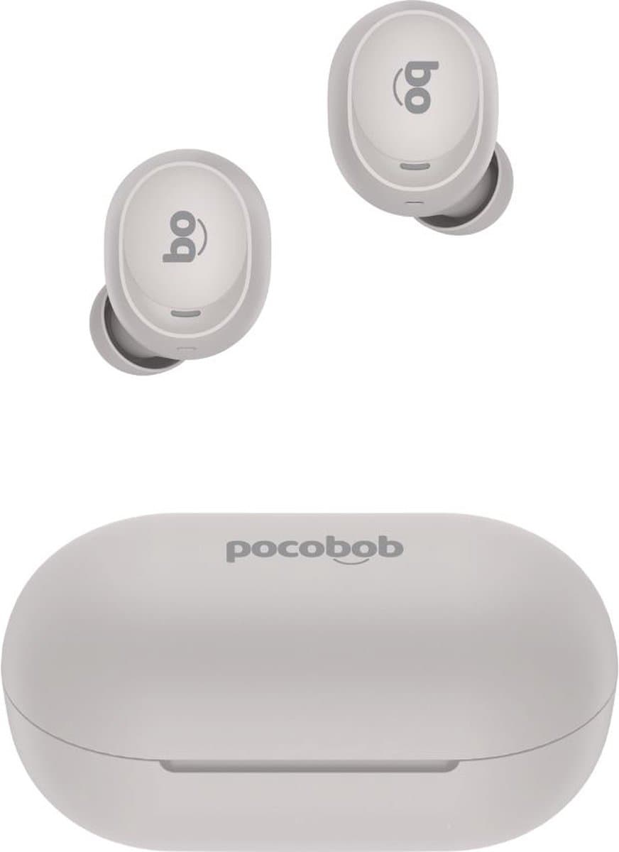 pocobob® TO draadloze oordopjes- Sand Gray (creme wit) - in ear oortjes - bluetooth oordopjes - Met pocobob APP voor je smartphone