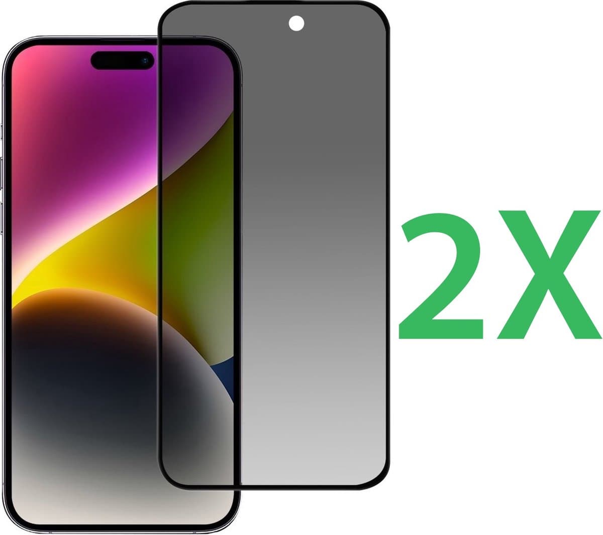 Privacy Screenprotector Glas - Tempered Glass Screen Protector Anti-Spy Geschikt voor: iPhone 15 Plus - 2x beschermglas - Anti Spy - ZT Accessoires