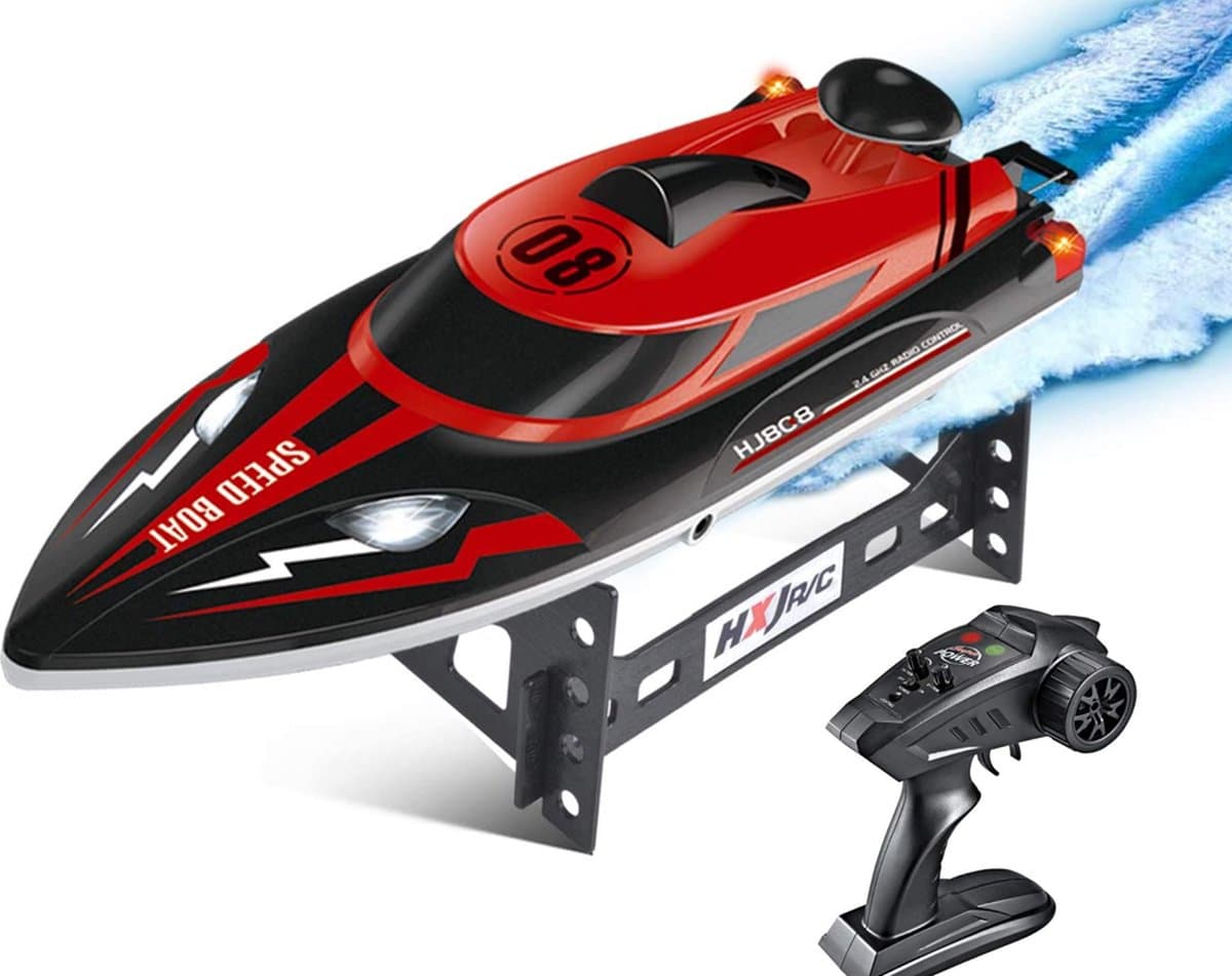 TechKidz, Afstandsbediening boot 2.4Ghz 25Km/h - SpeedBoat model, Zwart / Rood