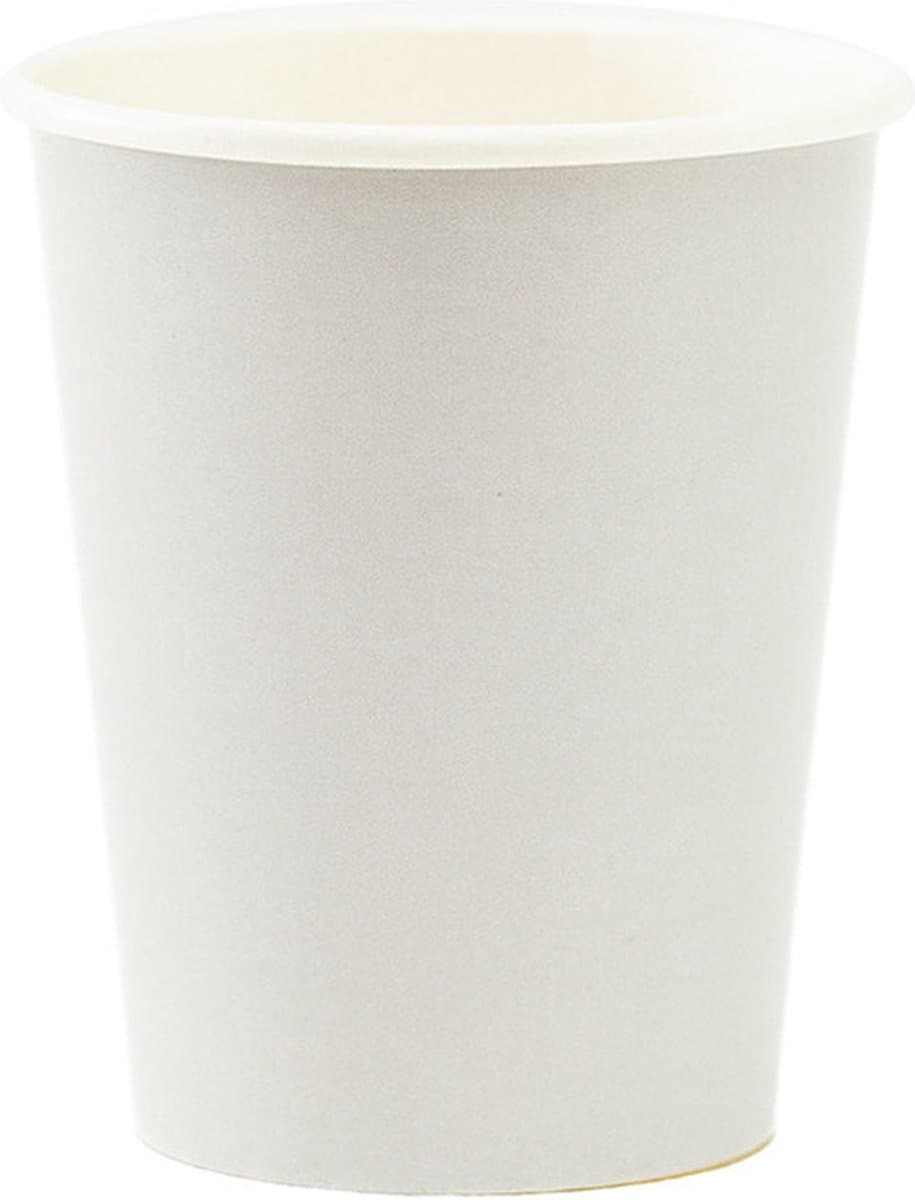 Givi Italia Feestbekers met hoesjes - 8x - zilvergrijs - papier - 250ml - kinderfeestje - biologisch afbreekbaar