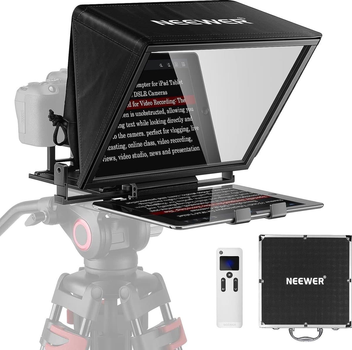 Teleprompter X14 met RT-110 afstandsbediening & APP bediening (Bluetooth verbinding via NEEWER Teleprompter app), draagbaar, geen montage, compatibel met iPad Android tablet, smartphone - X01NSK754