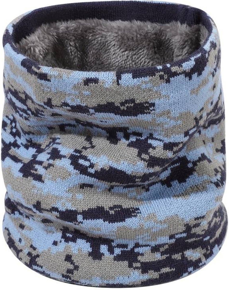 Bovista Nekwarmer - Dames - Fleece - Motor - Bandana - Masker - Colsjaal - Sjaal - Gewatteerd - Winter - Fietsen - Camo - Blauw