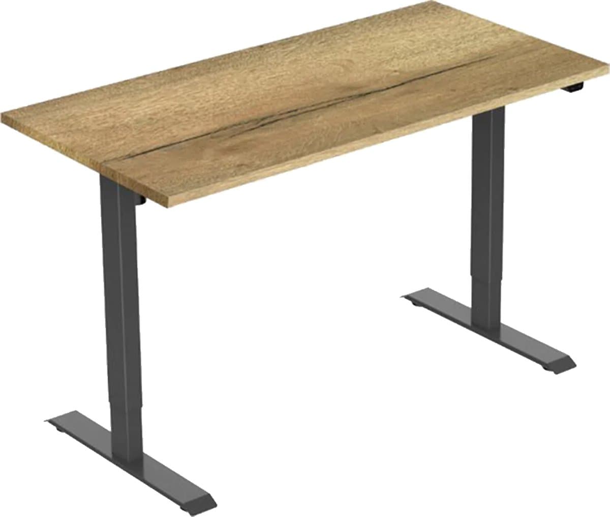 GAME HERO Marvel Bureau Elektrisch Verstelbaar 2 Motorig - Zwart Frame - Natuur Eiken Blad - 160 x 80 cm