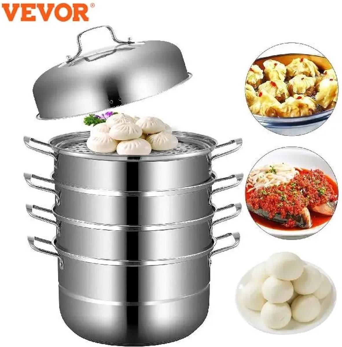 JK24 - Stoomkoker - Stoompot - 5 Lagen - Pan met gehard glas - Koken met stoom - 28cm