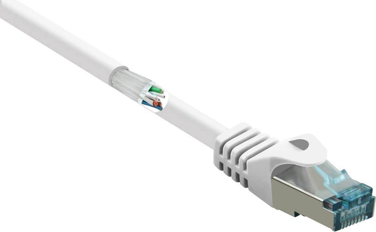 Renkforce RF-5043914 RJ45 Netwerkkabel, patchkabel CAT 6A S/FTP 1.00 m Wit Snagless, Vlambestendig 1 stuk(s)
