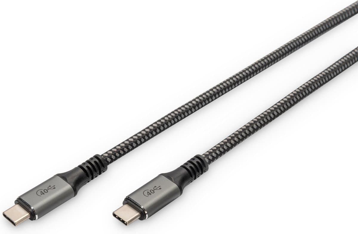 Digitus USB-C-kabel USB 4.0 USB-C stekker 3.00 m Zwart Afscherming gevlochten, Afgeschermd, Scheurbestendig, Rond, 8K U