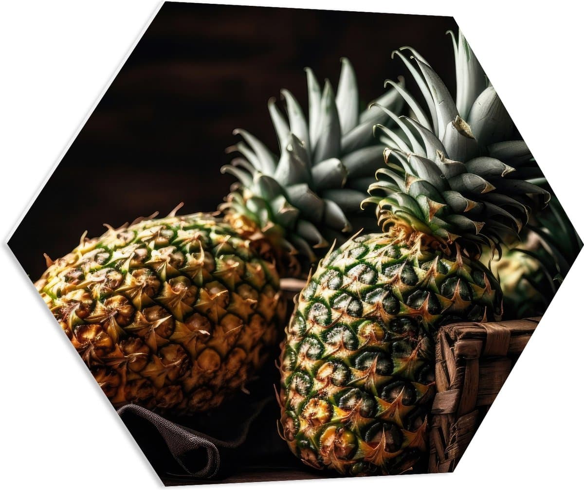 PVC Schuimplaat Hexagon - Eten - Fruit - Ananas - 70x60.9 cm Foto op Hexagon (Met Ophangsysteem)
