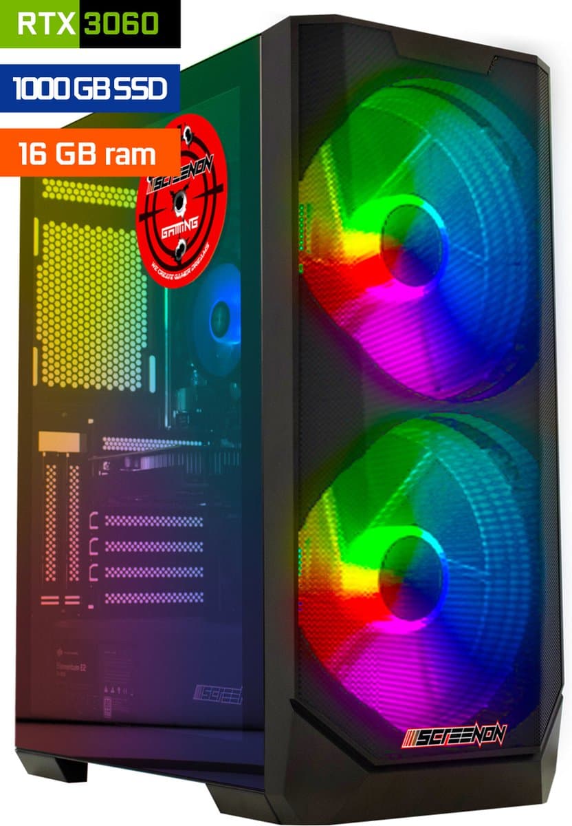 ScreenON - Game PC - Ryzen 7 - 1TB M.2 SSD - 16GB RAM - Geforce RTX 3060 - E723151
