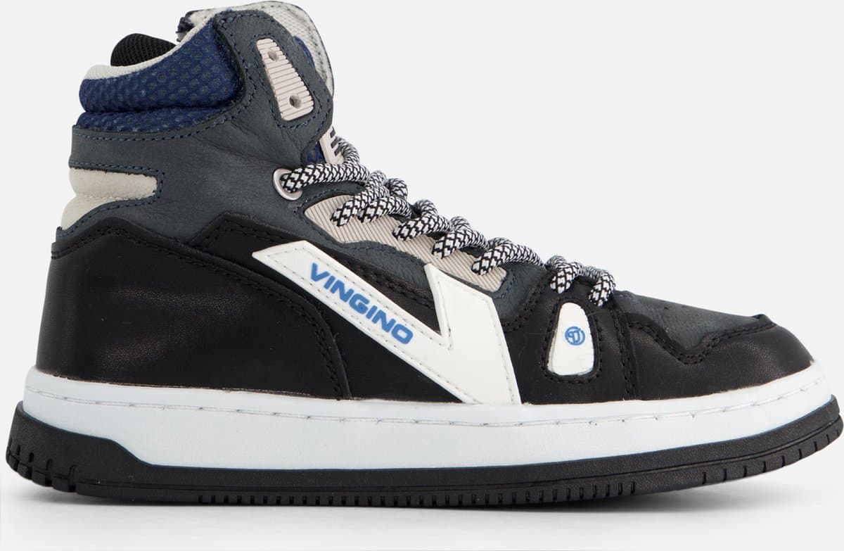 Vingino Joshua Mid Hoge sneakers - Leren Sneaker - Jongens - Blauw - Maat 33