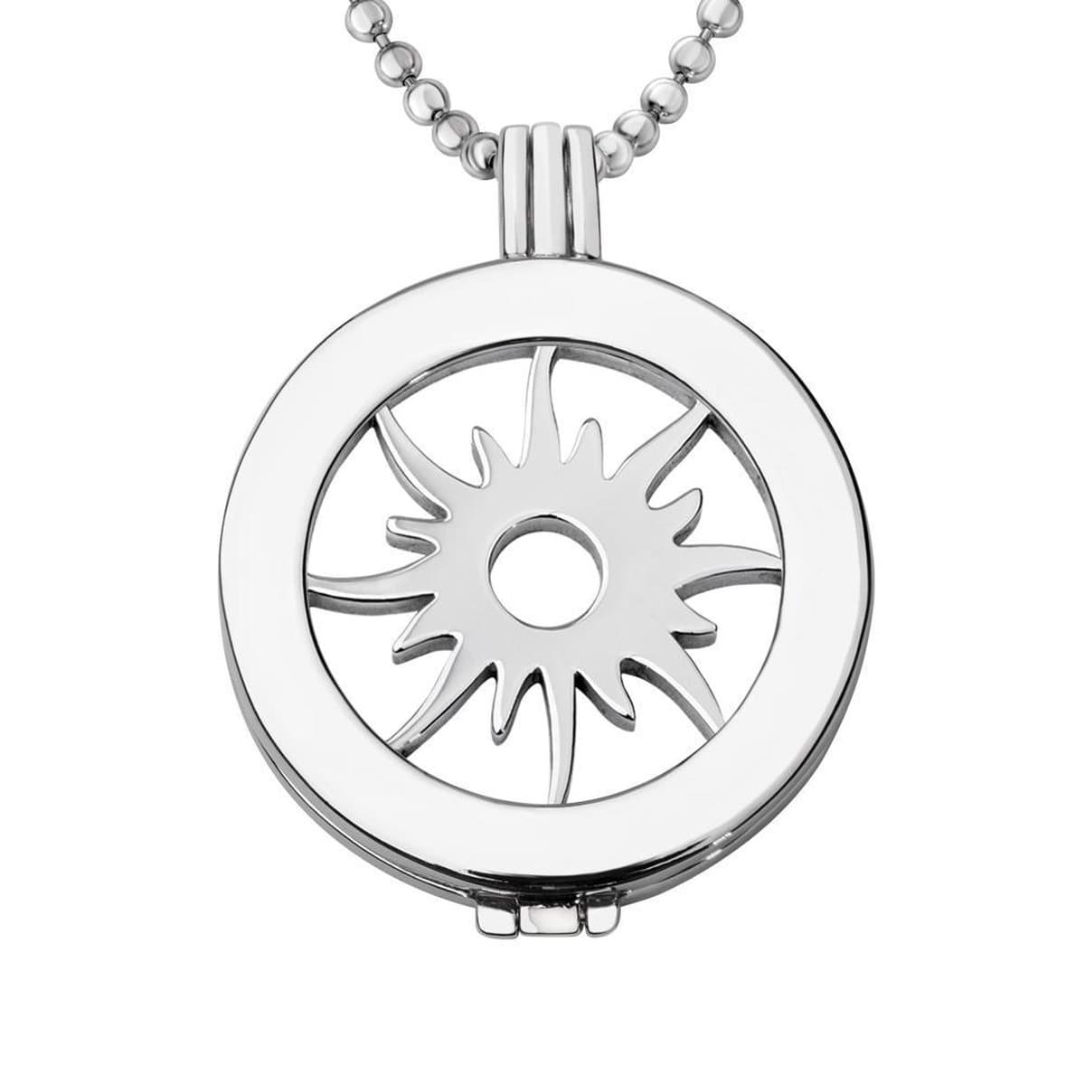 Munthouder met Ketting en Munt 33mm Zon - Zilverkleurig - ERHS777