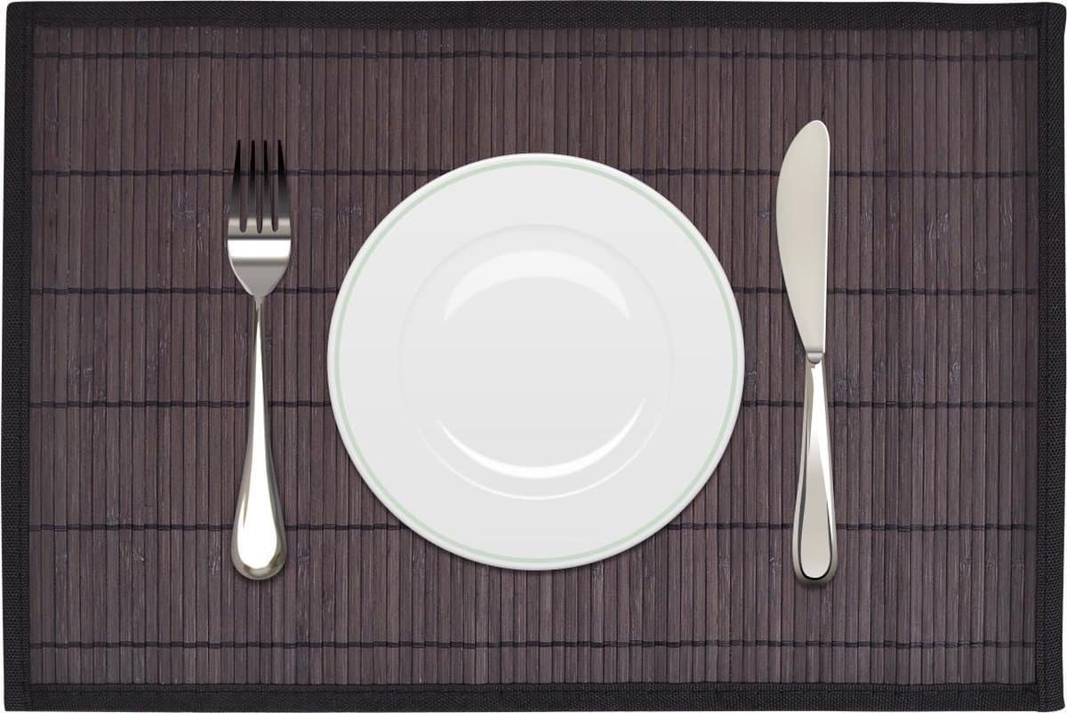 vidaXL - 6 - Placemats - bamboe - 30 - x - 45 - cm - donkerbruin