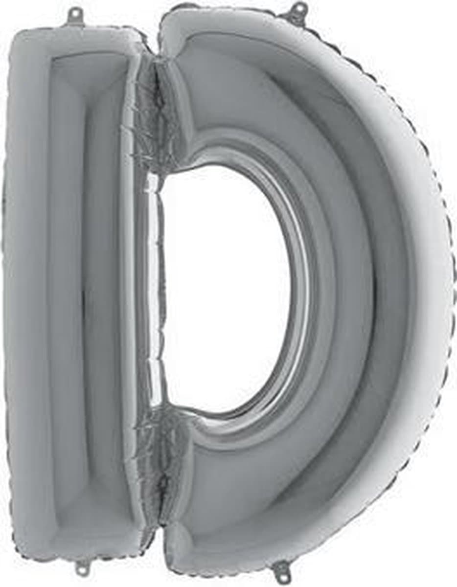 Folieballon letter 'D' zilver (100cm)