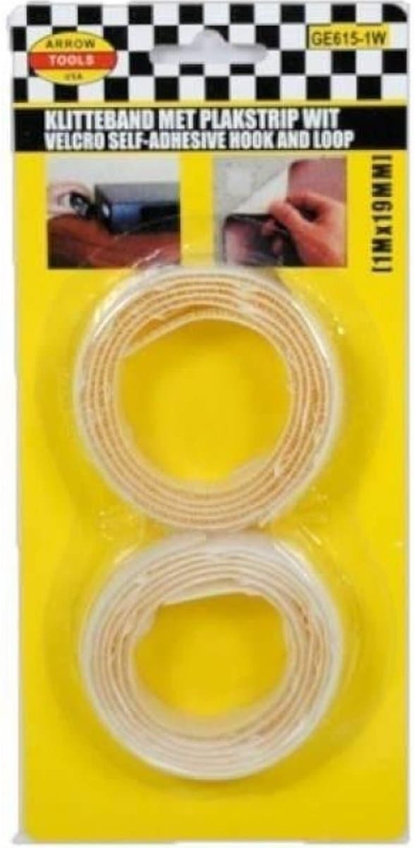 2x stuks zelfklevende klittenband rollen 100 x 2 cm in het wit