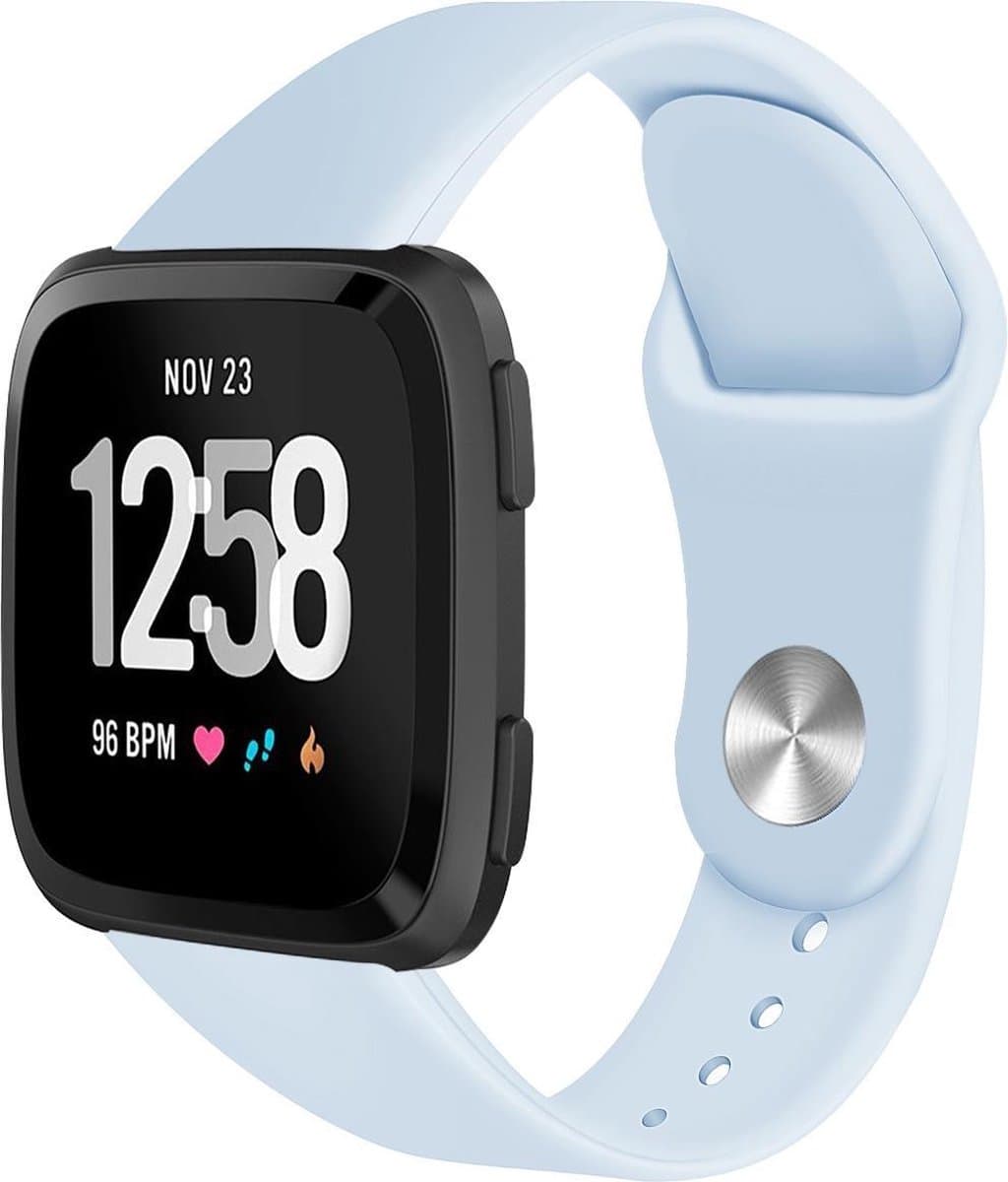 123watches siliconen sport band - lichtblauw - SM - Geschikt voor Fitbit Versa 1 & 2 / Lite
