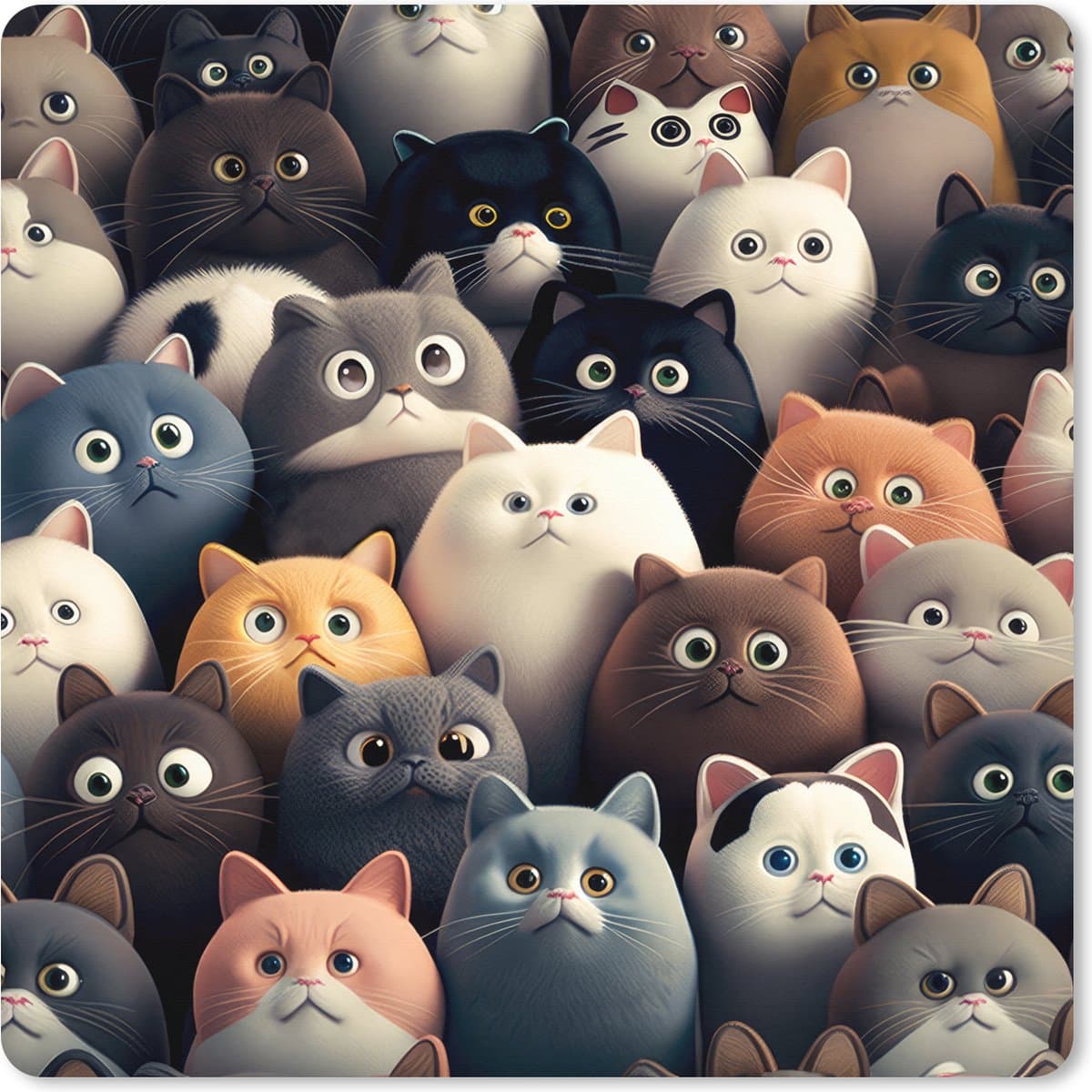 Muismat XXL 50x50 cm - Bureau onderlegger - Bureau mat Kat - Dieren - Poes - Patroon - Jongen - Meisje - Bureaumat - Gaming mousepad xl - Bureaulegger groot - Computer deskmat