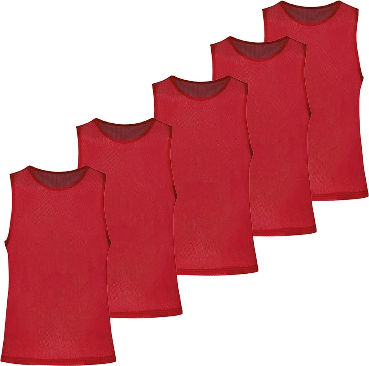 Trainingshesjes rood - 5 stuks - Voetbal hesjes senioren - Maat L/XL - Ciclón Sports sporthesjes