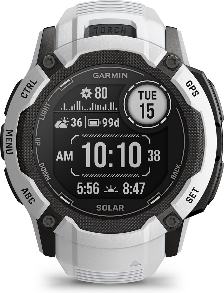 Garmin Instinct 2X Solar - Smartwatch - Oneindige batterijduur met Solar - Ingebouwde zaklamp - Multi-band GNSS - Whitestone