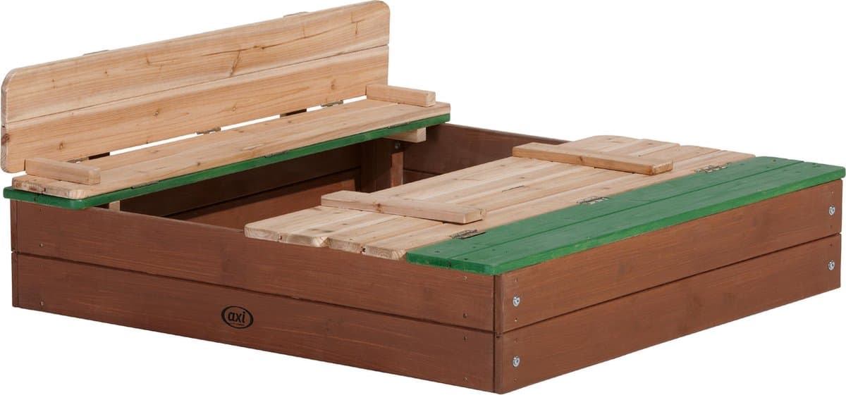 AXI Ella Houten Zandbak in Bruin/Groen - Met Zitbankjes en Deksel - FSC hout - 100x95x20cm - Zandbak voor kinderen