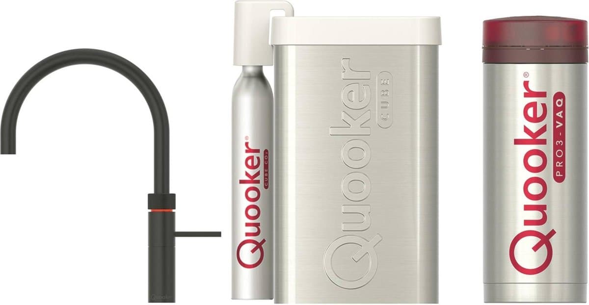 Quooker Fusion Round Zwart met PRO3 Boiler + CUBE