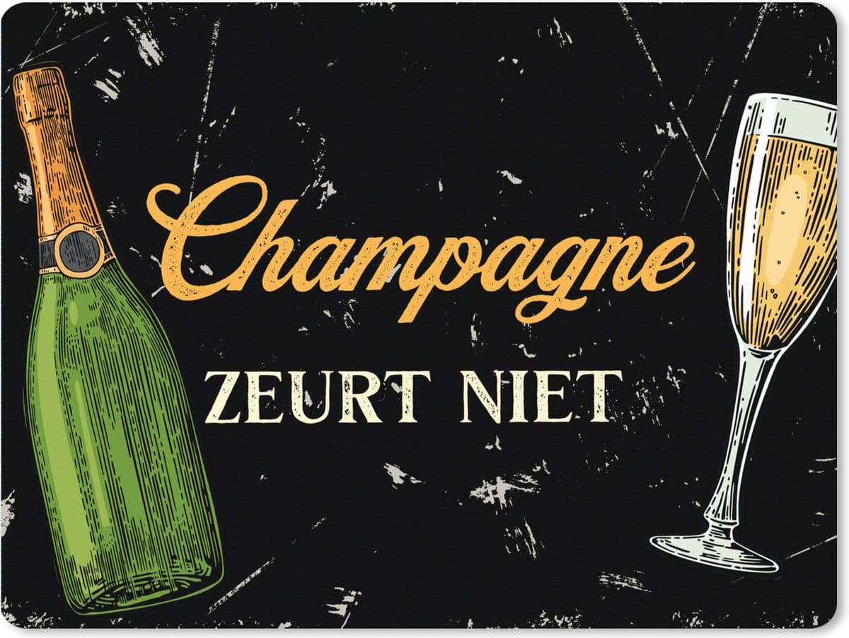 Muismat XXL 80x60 cm - Bureau onderlegger - Bureau mat Champagne - Fles - Zwart - Bureaumat - Gaming mousepad xl - Bureaulegger groot - Computer deskmat - Cadeau voor vrouw - Cadeau voor man