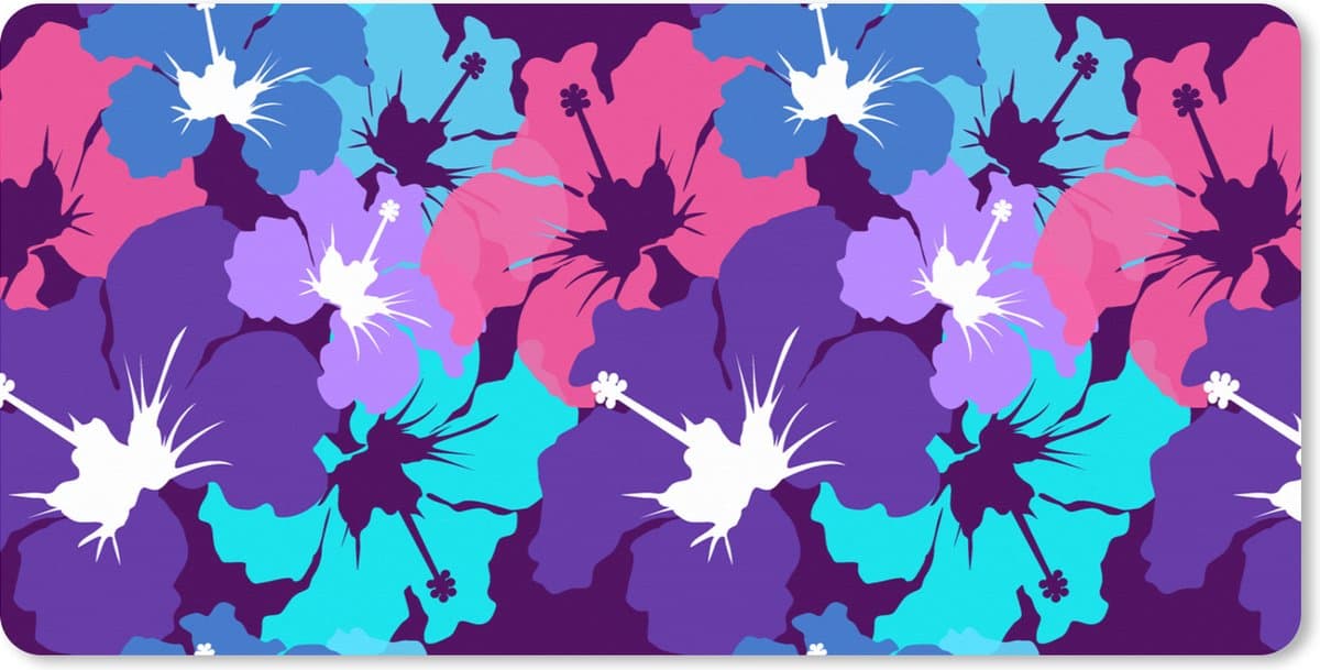 Muismat XXL 120x60 cm - Bureau onderlegger - Bureau mat Tropisch - Bloemen - Hawaii - Patroon - Bureaumat - Gaming mousepad xl - Bureaulegger groot - Computer deskmat