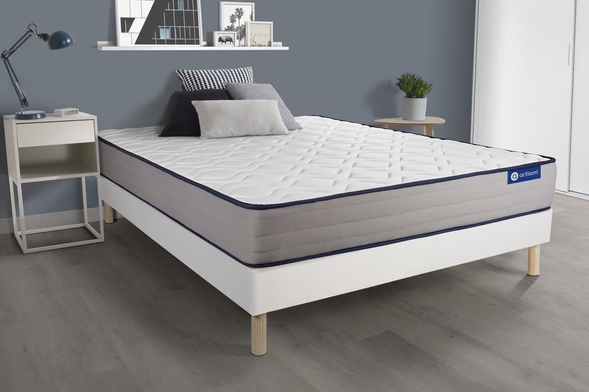 Complete boxspring met matras tweepersoons- Actisom Actiflex form wit - Pocketveren en traagschuim - 180 x 220 cm