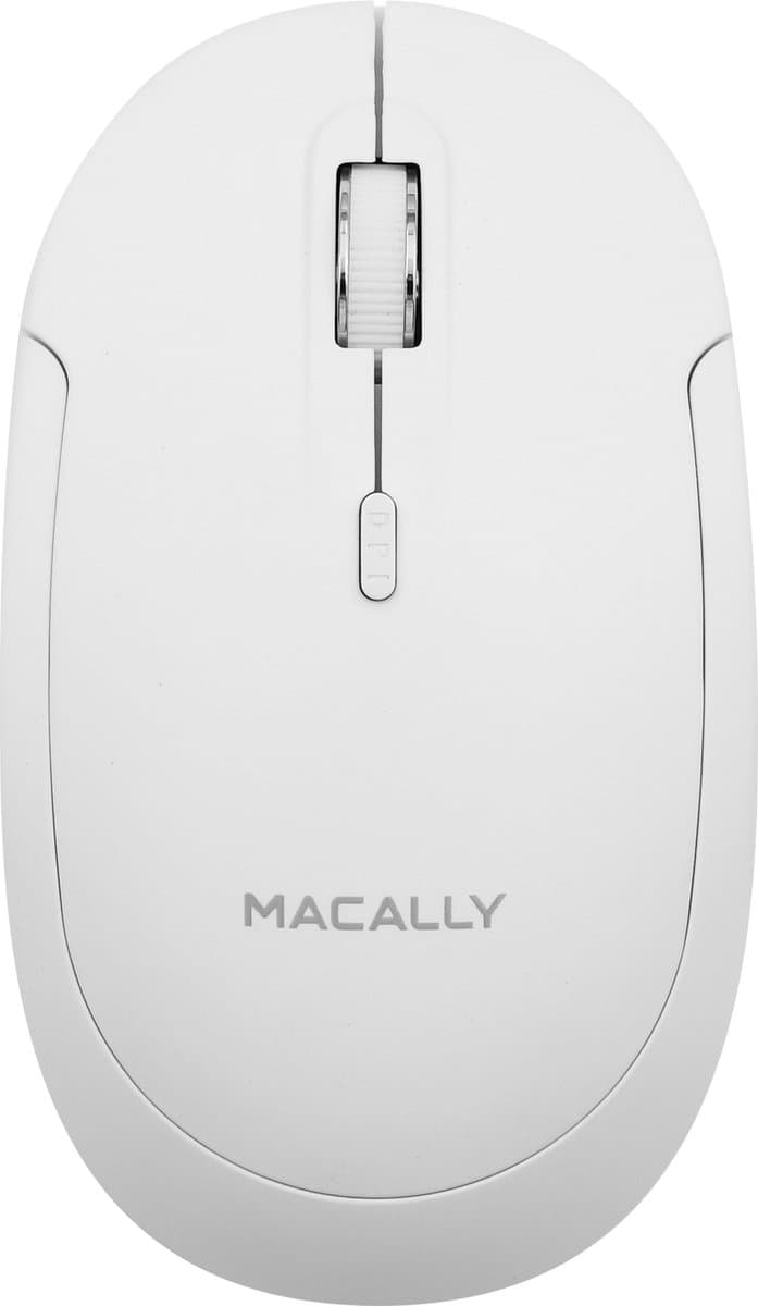 Macally BTDYNAMOUSE-W draadloze Bluetooth muis met stille klik voor Mac/PC - Wit - Inclusief twee AAA-batterijen