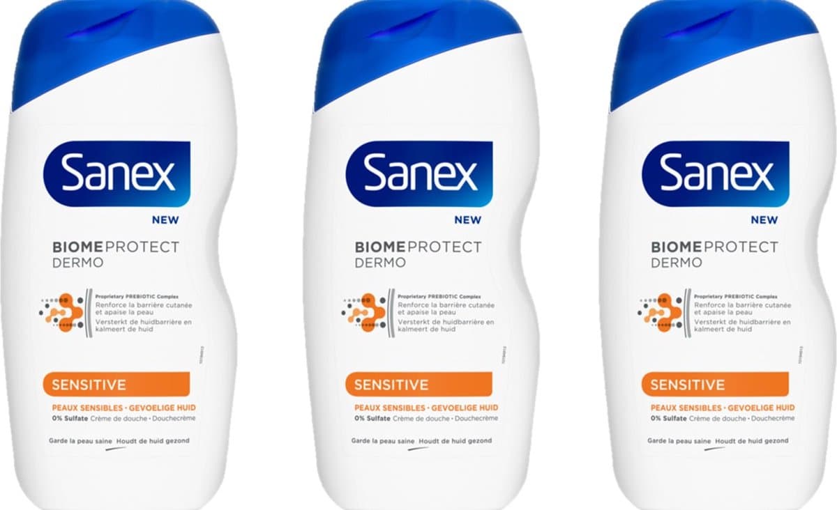 Sanex Douchegel Dermo Sensitive 500 ml - Voordeelverpakking 3 stuks