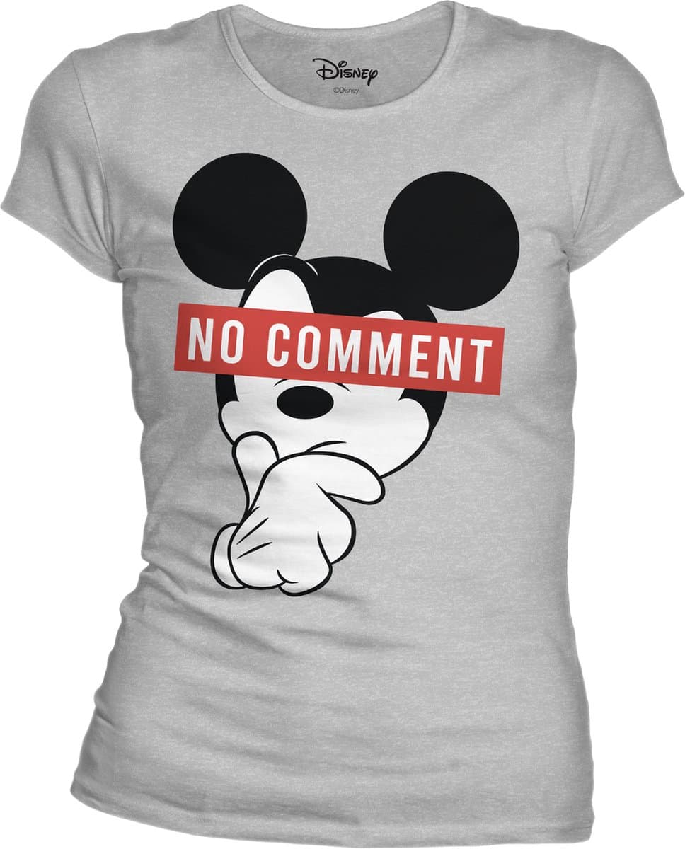 Disney - Mickey No Comment Grey Women T-Shirt M