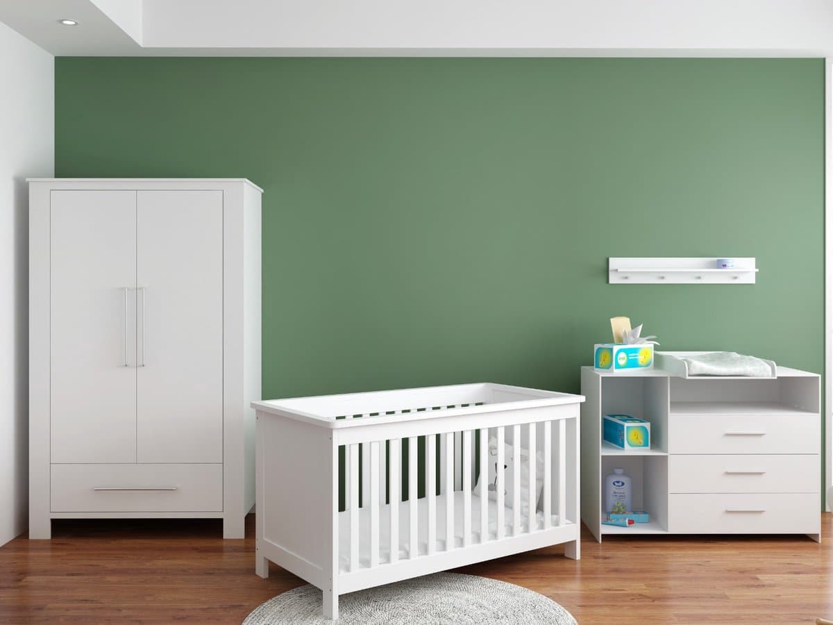 Born Lucky Jim Meegroei Babykamer 3 Delig Compleet – Baby bed 70x140 cm – Commode – Kast – Wit
