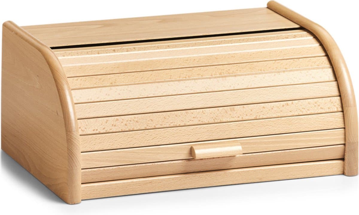 Zeller Luxe Broodtrommel - hout - met klep - 40 x 28 x 18 cm - brooddoos - brood bewaardoos