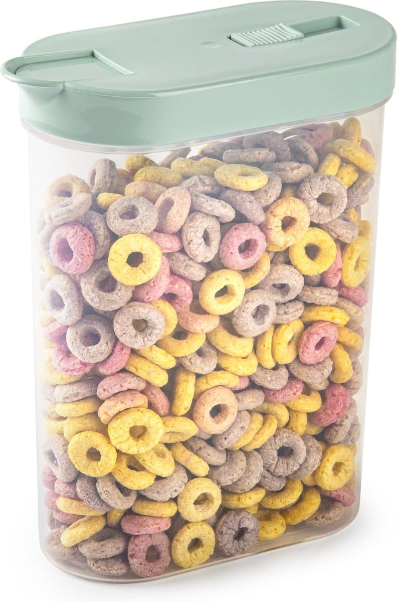 Plasticforte Voedselcontainer strooibus - mintgroen - inhoud 1 liter - kunststof - 15 x 7 x 19 cm